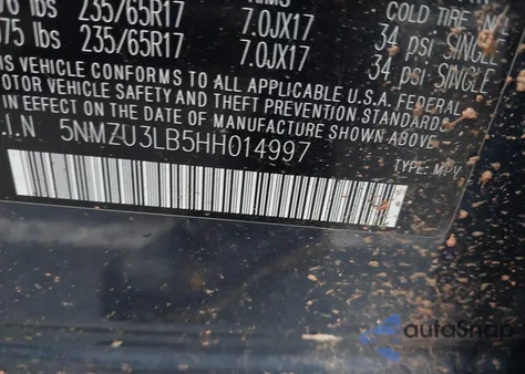 2017 Hyundai Santa Fe Sport 2.4L z USA, uszkodzony, nr VIN 5NMZU3LB5HH014997